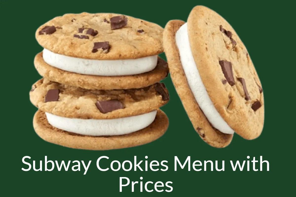 Subway cookies menu with prices